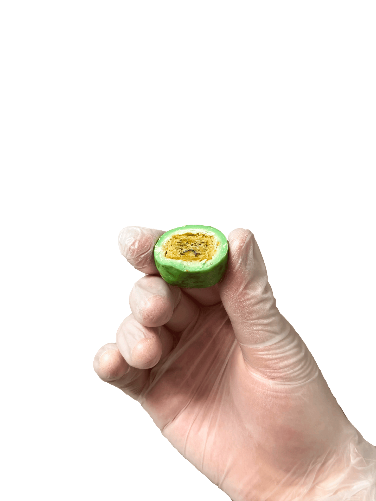 Gefriergetrocknete Baklava-Dragees mit grüner Schokolade